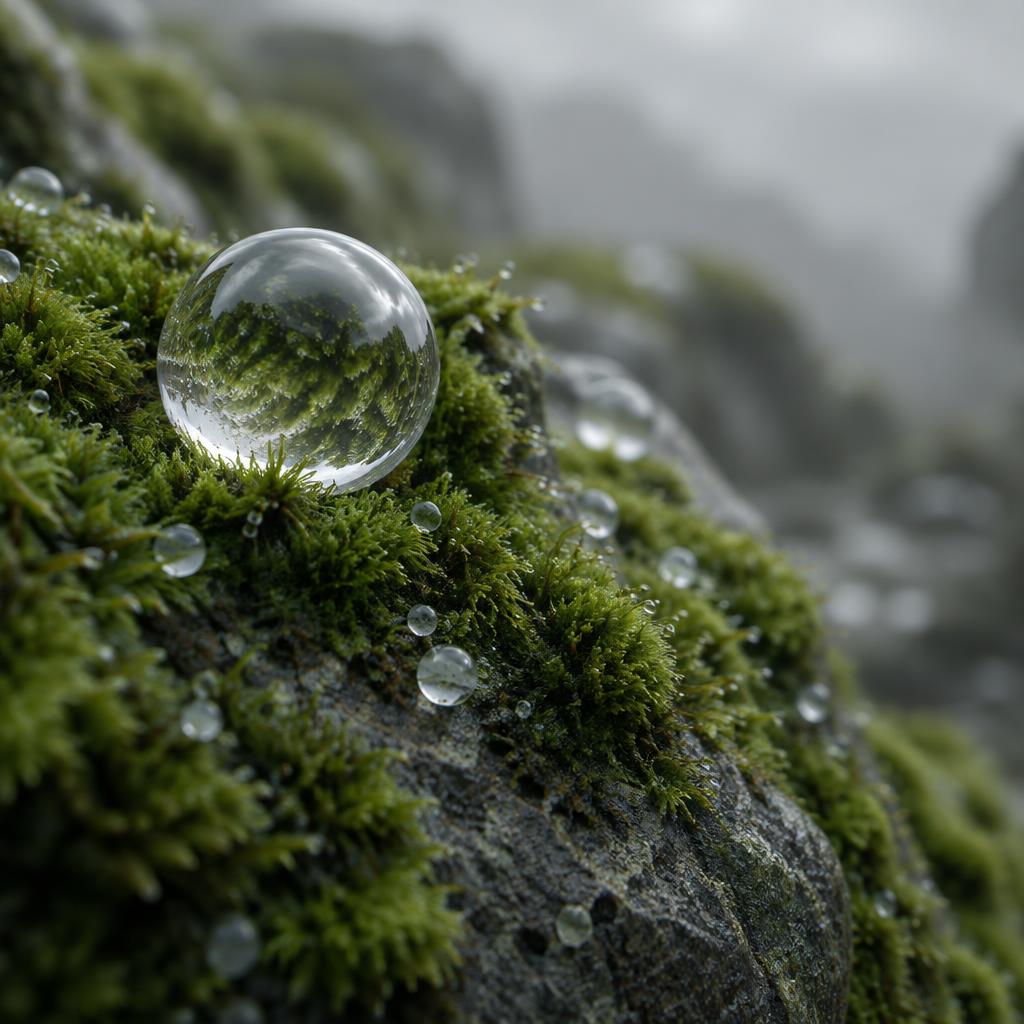 Glass sphere on moss