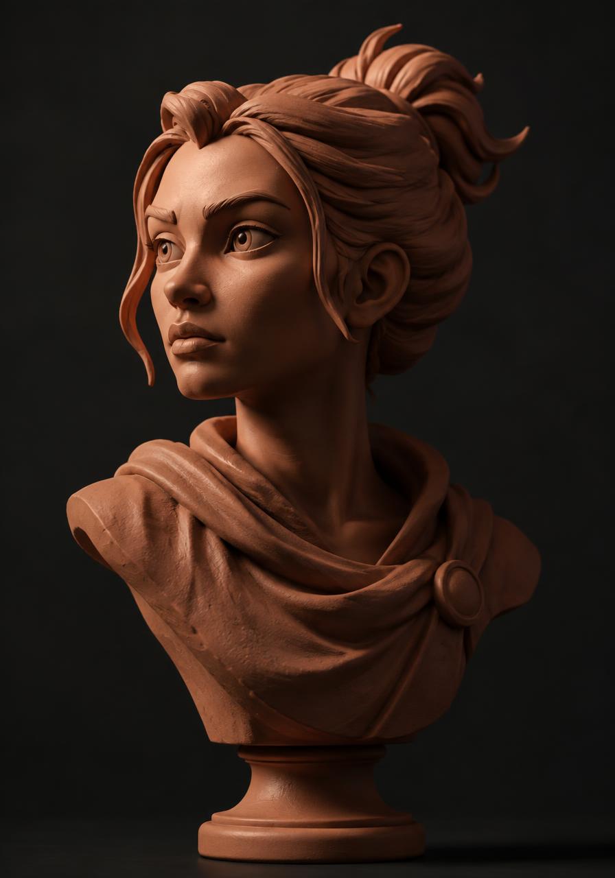 Terracotta character bust