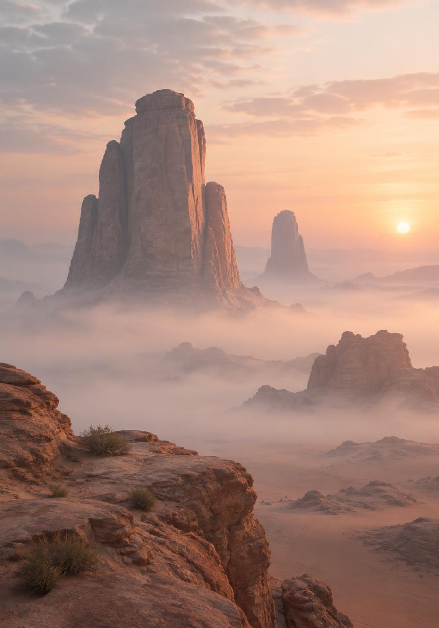 Desert monoliths at dawn